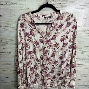 Olsen Women's Floral Blouse - Cream and Purple size 16/xl